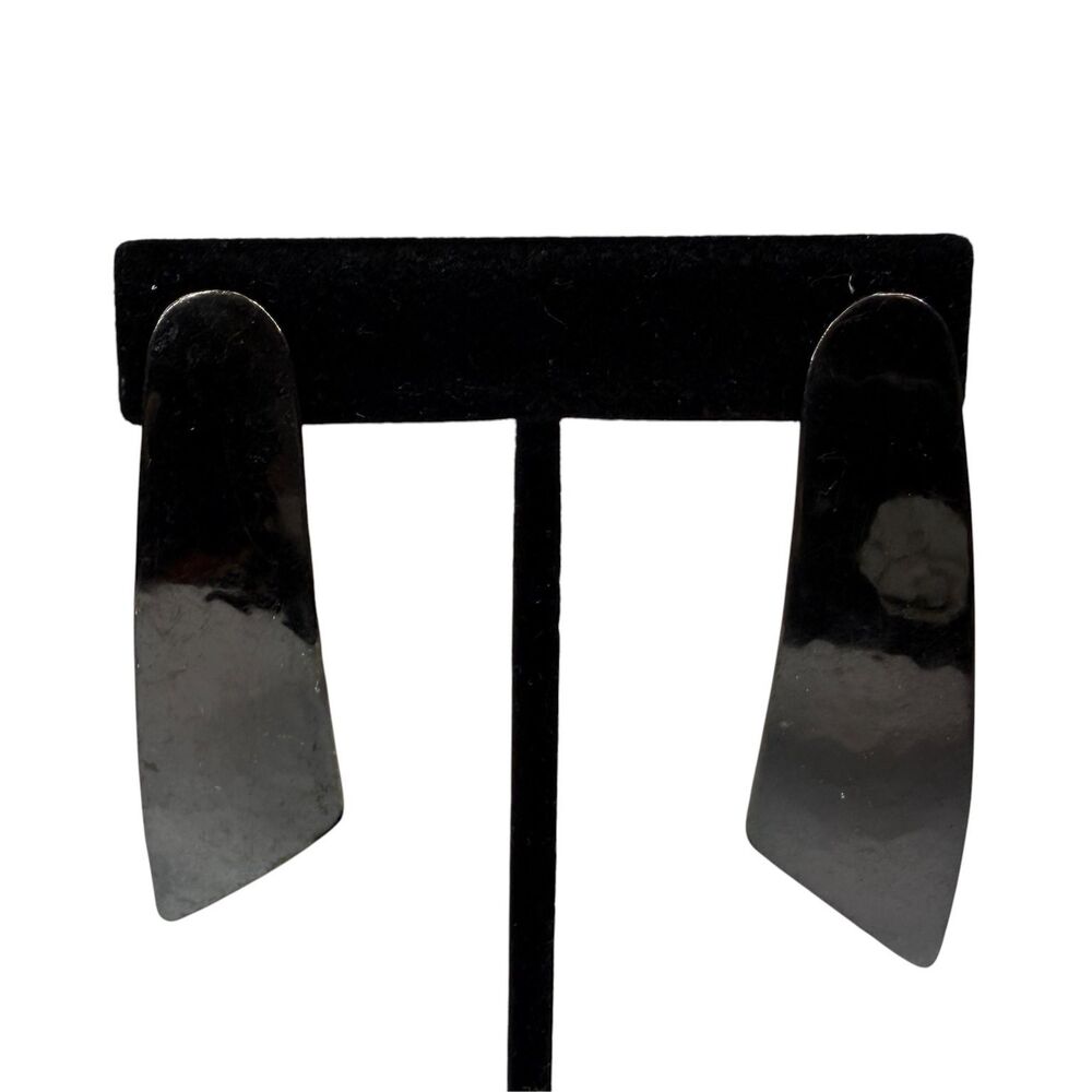 Modern Abstract Dark Metal Drop Dangle Earrings Fashion Jewelry Push Back 2.5"